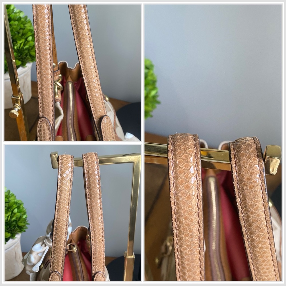 Coach Beige and Brown Signature Canvas Satchel. - Picture 10 of 15